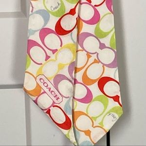 Rare Coach Limited Edition Vintage Multicolored Signature Silk Ribbon Scarf Tie